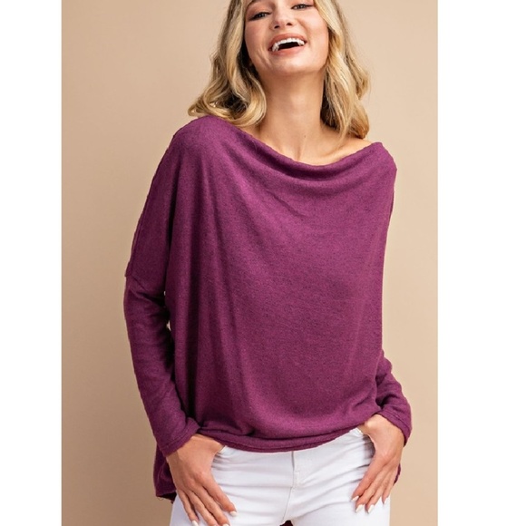 NWT Dolman Sleeve Off The Shoulder Plum Tunic - Picture 5 of 7
